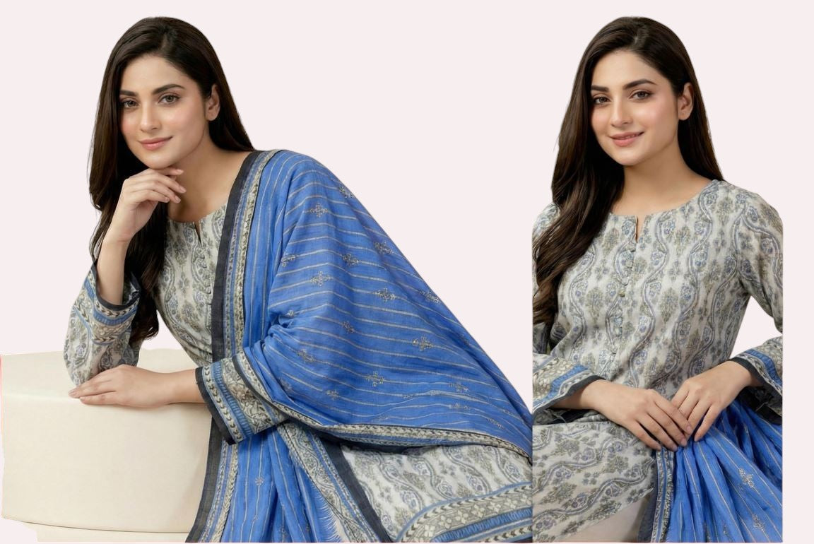 3 PIECE-UNSTITCHED PRINTED LAWN SUIT EDITION 1