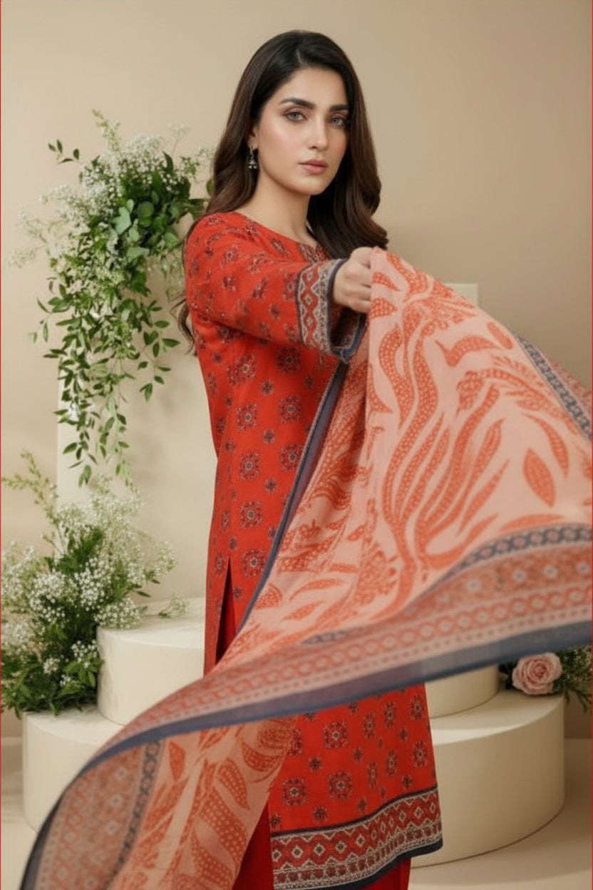 3 PIECE-UNSTITCHED PRINTED LAWN SUIT EDITION 5