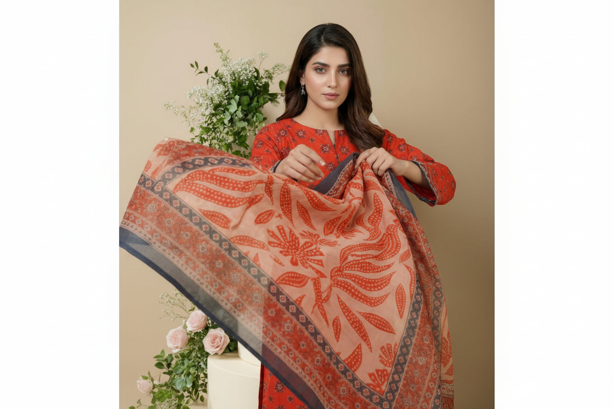 3 PIECE-UNSTITCHED PRINTED LAWN SUIT EDITION 5