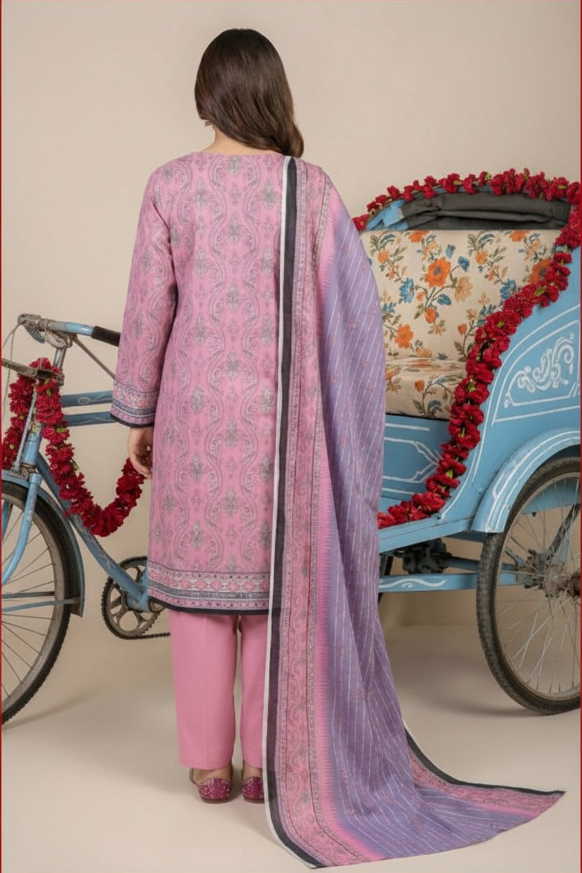3 PIECE-UNSTITCHED PRINTED LAWN SUIT EDITION 4