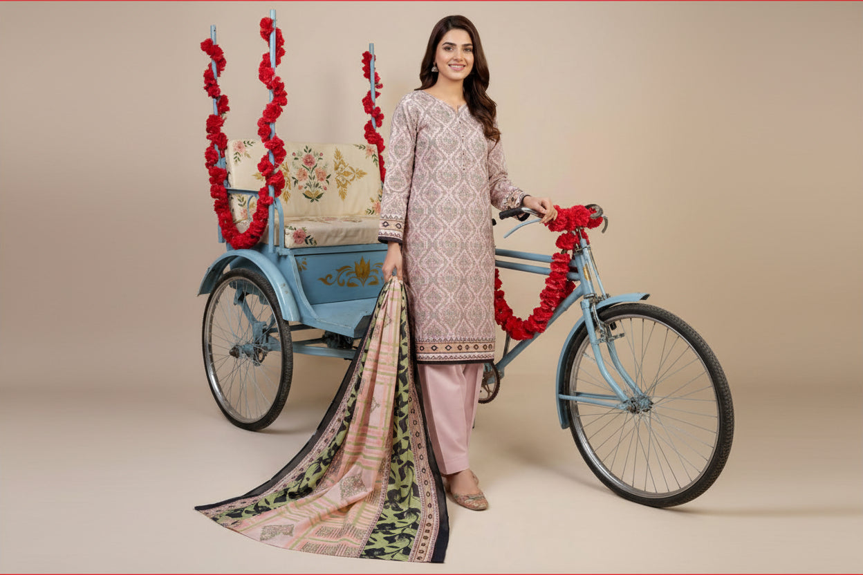 3 PIECE-UNSTITCHED PRINTED LAWN SUIT EDITION 12
