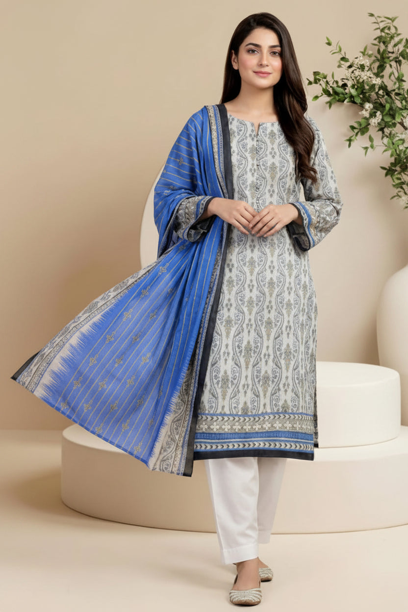 3 PIECE-UNSTITCHED PRINTED LAWN SUIT EDITION 1