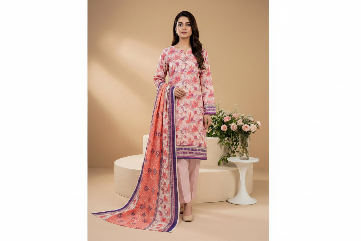 3 PIECE-UNSTITCHED PRINTED LAWN SUIT EDITION 7