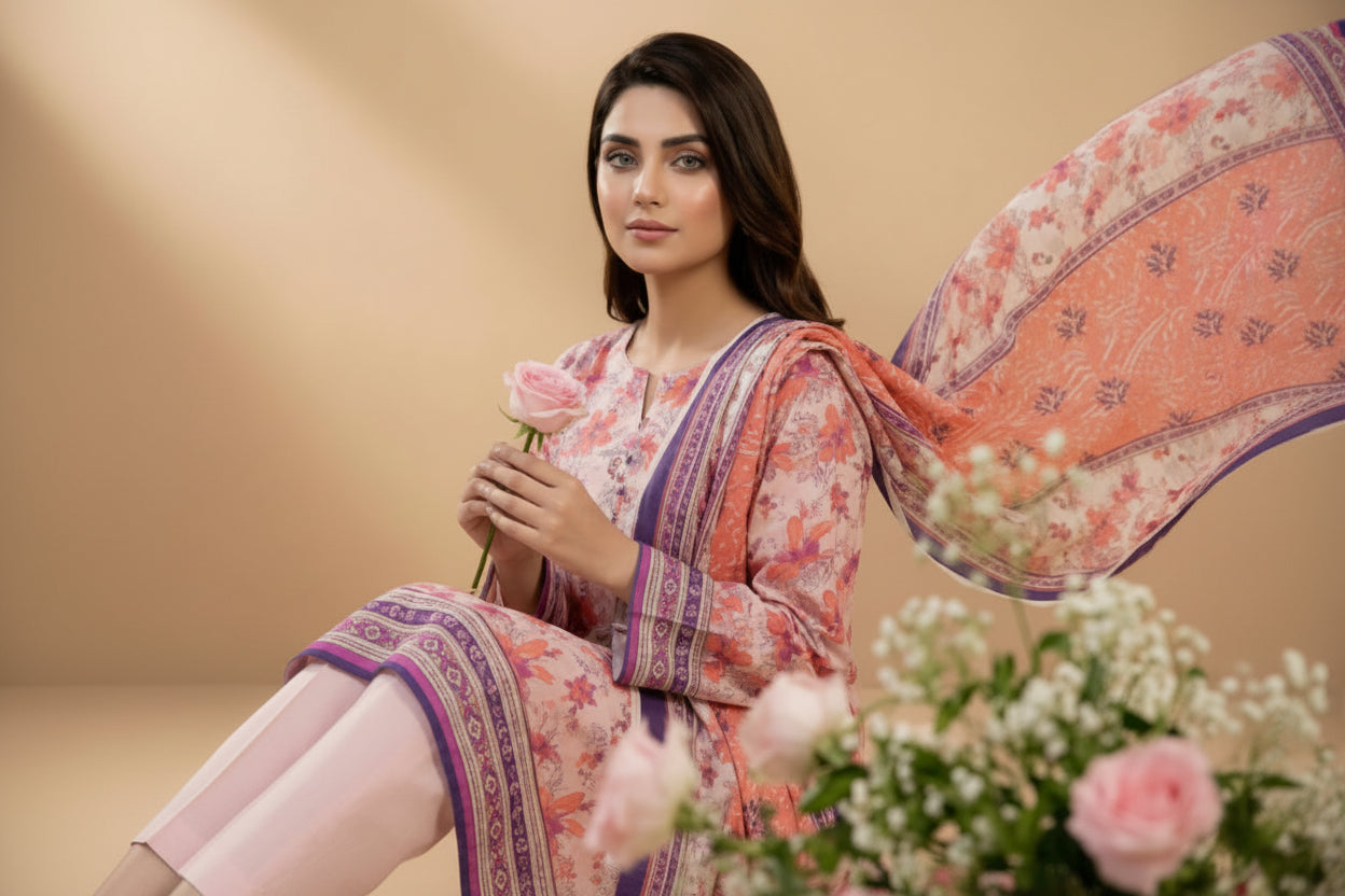 3 PIECE-UNSTITCHED PRINTED LAWN SUIT EDITION 7