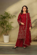 3-Piece Embroided Premium Lawn Suit With Embroided Chiffon CutWork Dupatta-M3