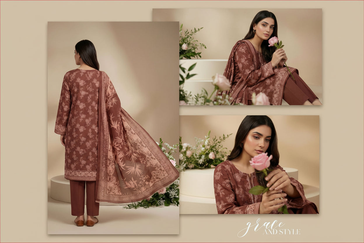 3 PIECE-UNSTITCHED PRINTED LAWN SUIT EDITION 10