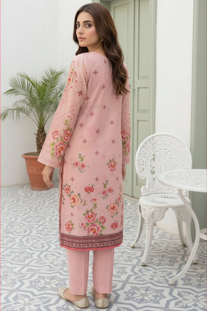 3-PIECE UNSTITCHED DIGITAL PRINTED AND EMBROIDED LAWN SUIT- V7