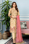 3-PIECE UNSTITCHED DIGITAL PRINTED AND EMBROIDED LAWN SUIT- V1
