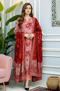 3-PIECE UNSTITCHED DIGITAL PRINTED AND EMBROIDED LAWN SUIT- V3