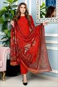 3-PIECE UNSTITCHED DIGITAL PRINTED AND EMBROIDED LAWN SUIT- V5